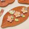 Bandeja de Madera para Exteriores para Té Helado y Snacks, Bandeja de Madera de Ébano, Bandeja de Frutas, Bandeja de Snacks con Alto Valor Estético
