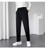 Pantalones Sueltos Rectos para Hombre con Caída, Negros Resistentes a las Arrugas, Pantalones de Traje sin Arrugas, Pantalones Casuales Versátiles de Pierna Ancha de Moda