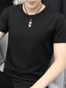 Camiseta Masculina Americana de Manga Curta Verão Estilo Coreano Gola Redonda Cor Lisa Simples Versátil Camiseta Básica Camiseta Masculina Estilo Quente