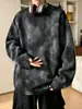 Sudadera juvenil, sudadera de cuello redondo para hombre, tie-dye pesado, otoño, corte holgado, chaqueta de marca retro americana de moda con tachuelas