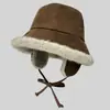 Sombrero de Pescador con Protección para las Orejas de Felpa Otoño e Invierno Sombrero de Cubeta Grueso Abrigador Impermeable al Viento de Gamuza Sombrero de Invierno para Exteriores Resistente al Frío para Hombres y Mujeres