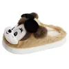 Pantufas fofas de pelúcia estilo cartoon para mulheres, para outono e inverno, antiderrapantes para uso doméstico, pantufas de algodão com sola grossa para meninas