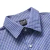 Ropa para Hombre Beijie 2026 Verano Nueva Camisa de Manga Corta Azul a Cuadros Bordada con Letras Camisa de Media Manga Holgada para Hombre Ins