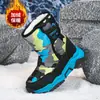 Nuevos Zapatos de Algodón Cálidos con Forro Polar Transfronterizos de Invierno Suministro Botas de Nieve para Niños Camuflaje de Caña Alta Botas Grandes de Algodón para Niños Niños Medianos y Grandes