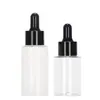 Botella plana de 30 ml, botella para aceite esencial de 50 ml, botella para sérum y loción de cuidado de la piel, botella con gotero de plástico PET transparente esmerilado