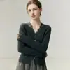 Colección 2026: Suéter de cachemira para mujer marca Baicai Rong, cárdigan de punto de una hebra, diseño versátil con cuello en V, hecho de lana