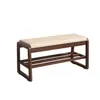 Banqueta para Cambiar Zapatos de Madera Maciza para Sala de Estar, Entrada de Casa, con Cojín Suave, Banco para Ponerse Zapatos, Taburete de Entrada, Zapatero, Acero Inoxidable