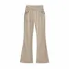Estilo Puramente Sexy, Ceñidor de Cintura, Adelgazante, que se ajusta a la Cadera, Pantalones Ligeramente Acampanados, Pantalones Largos Casuales de Estilo Perezoso para Yoga y Fitness de Cintura Alta con Cordón