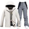 Traje blanco de invierno para hombre y mujer, ideal para snowboard, esquí y snowboard en pareja.
