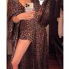 Pijama de lujo de alta gama estilo coreano con estampado de leopardo para mujer, primavera y verano, nuevo, talla grande, holgado, cómodo, traje de ropa para el hogar