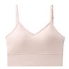 Camisola Casual com Decote V, Sem Aro, Bojo Fixo, Sem Sutiã, Costas em U Lindo Sem Costura, Suporte Push-Up, Sem Bojo para Corrida