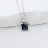 Collar S925 de Plata con Zafiro Cuadrado Cultivado en Laboratorio, Sencillo, de Piedra Única, Versátil, para Clavícula Femenina, Directo de la Fábrica Fuente
