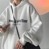 Moletom Masculino 2024 Outono e Inverno Estilo Japonês Estilo de Hong Kong Carta Personalidade Estudantes Solto Casual Fashionável Versátil Jaqueta com Capuz Masculina