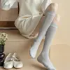 Meias Cano Alto Femininas, Verão Finas Estilo Ballet Emagrecedoras de Malha Respirável Longas, Casuais Preto e Branco