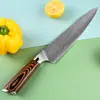 Juego de Cuchillos de Acero Inoxidable Grabado con Láser Patrón Damasco, Juego de Tres Piezas para Cocina, Cuchillo de Chef Utilitario, Juego de Regalo, Regalo de Festival