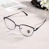 Nuevo Estilo de Celebridad de Internet Montura de Gafas de Lente Transparente Metal Retro Gafas Anti-Luz Azul Estilo Ojo de Gato Rostro Liso Gafas Fotocromáticas