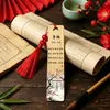 Marcador de Página de Bambu Poesia Antiga Estilo Chinês Borla Criativa Para Alunos do Ensino Fundamental Presente de Leitura Lembrança Cultural e Criativa Material de Papelaria
