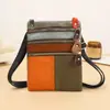 Bolso de Hombro Creativo de Cuero Genuino con Retazos, Bolso de Piel de Vaca de Primera Capa, Bolso Cruzado para Mujer, Bolso Mini para Teléfono Móvil, Bolso de Moda y Versátil