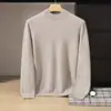 Suéter de cachemira para bebé, cuello alto medio para hombre, color liso, casual de negocios, manga larga, cuello medio, camiseta interior de punto de lana