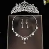 Conjunto de Collar, Aretes y Diadema, Aleación con Pedrería, Joyería Nupcial de Cristal Súper Brillante, Accesorios para Vestido de Novia, Accesorios para Fiesta de Cena