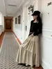 8629 Falda elástica simple y de capas de cintura alta, adelgazante y elegante, adecuada para estudiantes, reduce la edad, casual y versátil, falda larga para vacaciones