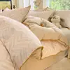 Conjunto de quatro peças espessado e escovado, 100% algodão, novo estilo 2026, conjunto de lençol de solteiro e capa de edredom, roupa de cama