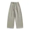 Pantalones Casuales Retro Americanos OLA para Hombre Otoño Invierno Nueva Marca de Moda Sueltos Pierna Ancha Cintura Elástica Cordón Guadaña Pantalones Largos