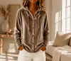 Jaqueta cardigã com capuz de veludo abotoada, estilo europeu e americano, nova coleção outono e inverno, moda casual de cor sólida para mulheres, produto de comércio exterior