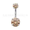 Piercing de Umbigo em Titânio F136 com Pedra de Zircônia 5A, Argola de Umbigo Dupla com Garra Quatro Pontas, Joia para Body Piercing em Liga de Titânio G23