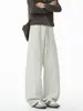 Pantalones casuales de corte inclinado estilo americano para hombre, primavera y otoño, finos de seda helada, secado rápido, transpirables, cordón elástico, pierna recta curva, pantalones largos