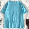 Playera de Manga Corta de Color Sólido Estudiante Femenina Color Caramelo Verano Estilo Coreano Suelta Top de Cinco Puntos Estilo bf Combinable Camiseta de Media Manga
