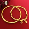 Celebridade da Internet Transmissão ao Vivo Ouro de Areia Vietnamita Herança do Método Antigo Pulseira Feminina Pulseira Duas Gerações de Alegria Pulseira Anel de Ouro Duradouro
