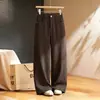 Calça Casual Reta de Cintura Alta Outono 2026 Novo Estilo Emagrecimento Esconde Defeitos Versátil Caimento Longo Roupa de Trabalho Temperamento Calça Feminina Translúcida
