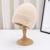 Nuevo Gorro de Punto con Lazo para Mujer en Otoño e Invierno Estilo Coreano para Hombre de Terciopelo Engrosado Versátil Cálido y a Prueba de Frío Gorro sin Visera