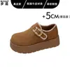 Sapatos femininos de couro com sola grossa para aumentar a altura, cobertura total estilo Birkenstock, novos mocassins slip-on outono 2026