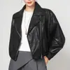 Chaqueta de cuero genuino Haining auténtica para mujer, nuevo estilo 2026, solapa corta, chaqueta de piel de oveja, abrigo estilo motociclista