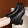 Botines de Piel Suave para Mujer con Forro de Terciopelo Cálido Botas Martin 2026 Novedad Otoño/Invierno Tacón Grueso Tacón Bajo Botas de Piel Punta Fina Botas de Moda