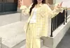 Camisa Amarela Xadrez Estilo Coreano para Mulheres Primavera e Verão 2026 Jaqueta Fina Solta Proteção Solar Camisa Casual Versátil Top