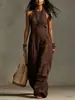 Mono de lino de alta calidad, casual, cuello redondo, sin mangas, para mujer, moda europea y americana 2026, colección de verano, con un toque sofisticado y elegante, adecuado para ventas transfronterizas