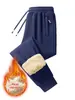 Pantalones gruesos de lana de cordero para hombre, pantalones largos extra gruesos con forro polar de invierno, pantalones de chándal de otoño e invierno, pantalones casuales con forro polar transfronterizos