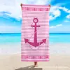 Toalla de Playa de Microfibra con Rayas y Anclas Simple, Toalla de Playa de Secado Rápido y Absorbente de Agua, Toalla de Baño, Toalla de Playa de Envío Transfronterizo