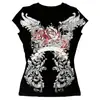 Camiseta INS de verano nueva de moda americana retro estampada de manga corta para chicas calientes, corte ajustado, entallada en la cintura, venta al por mayor de verano