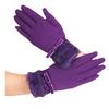 Luvas quentes femininas de inverno rendas de pele de coelho rendas e veludo engrossadas luvas de tela sensível ao toque para equitação ao ar livre