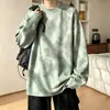 Sudadera juvenil, sudadera de cuello redondo para hombre, tie-dye pesado, otoño, corte holgado, chaqueta de marca retro americana de moda con tachuelas