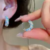 Elegância vintage! Brincos de franja em gota d'água com zircônia azul, brincos estilo corte francês, sensação de luxo leve e alta qualidade para mulheres