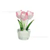 Artesanías de Cristal Transfronterizas Tulipán Flor de Cristal de Simulación Simple Decoración de Flor para Escritorio del Hogar Regalo de San Valentín