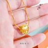 Acessórios DIY de ouro brilhante 24K de longa data pingente de coração de fio duplo removível corrente de clavícula de colar para meninas doces