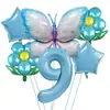 Globos de Papel de Aluminio Mariposa Azul y Rosa Transfronterizos Set de Números de 40 pulgadas Flor Girasol Decoración de Fiesta Arreglo de Fiesta