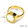 Anillo Europeo y Americano Transfronterizo Nicho Lujo Ligero de Alta Gama Irregular Goteo de Aceite Acero de Titanio Anillo de Dedo Redondo Chapado en Oro de Moda para Mujer