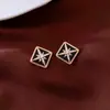 Pendientes de Plata Recubiertos de Oro Real de 16K con Aguja de Plata, Forma de Rombo, Estilo Francés Hepburn, Pendientes de Lujo Ligero, Pendientes Vintage Elegantes de Gama Alta